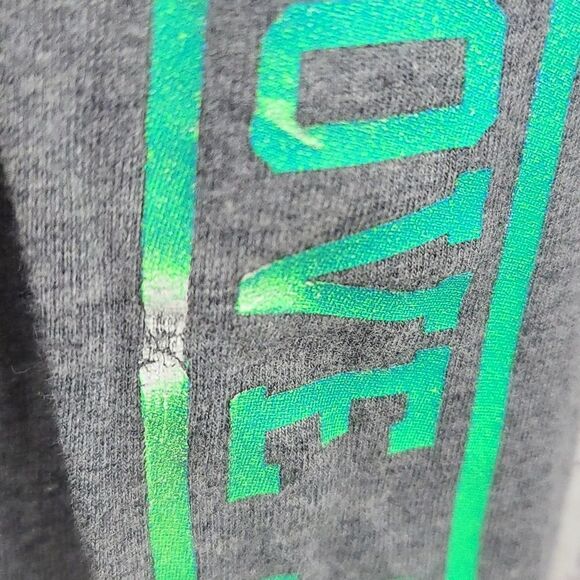 Justice Girls 12 LOVE Logo Legging Heather Gray Casual Stretch Pant Green Blue - Picture 3 of 7